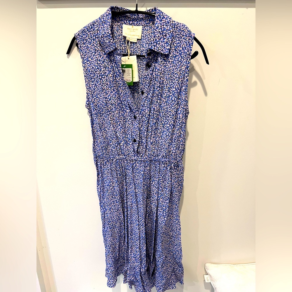 NWT Kate spade size small sleeveless blue floral dress, retail $378